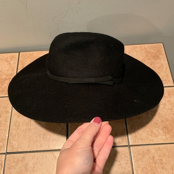 Nordstrom Women's Wool Fedora Black One Size NWT - Picture 3 of 4